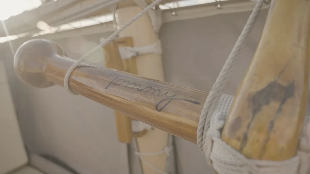 Tommy Holmes name on the Hokulea