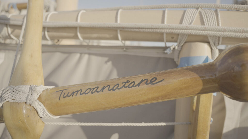 Tumoanatane (Dr. Ben Finney) engraved on the Hōkūle‘a, used on the Nā ‘Aumāka Project