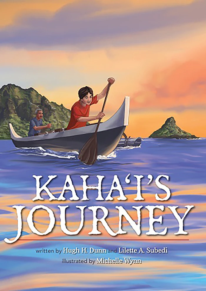 Book cover: KAHAI'S JOURNEY, boy in canoe, learning resources.